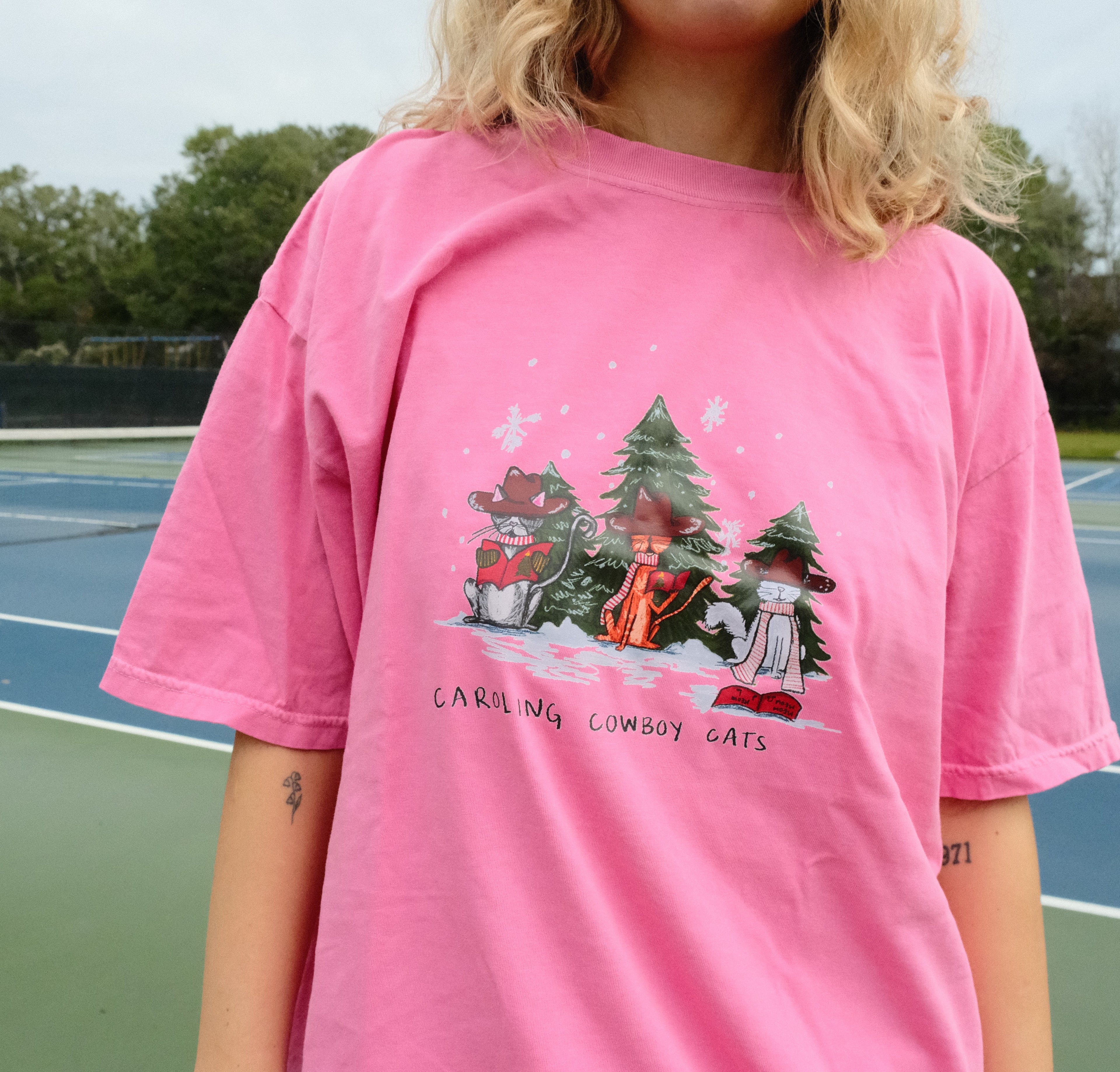 Caroling Cowboy Cats Tee
