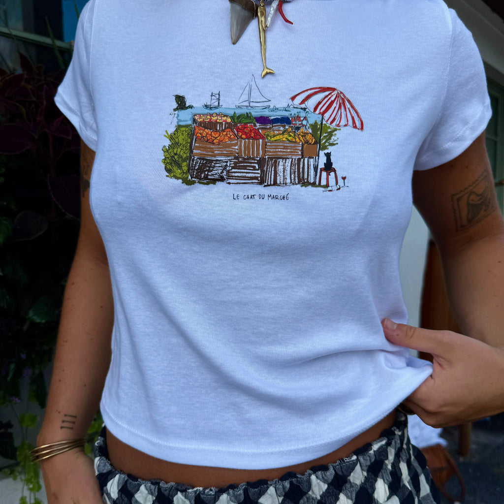 French Market Cat Baby Tee